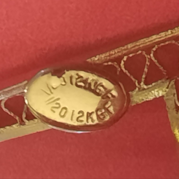 Vtg Stamped Brooch Pin 1/20 12K GF Open Filigree Heart - Picture 4 of 5